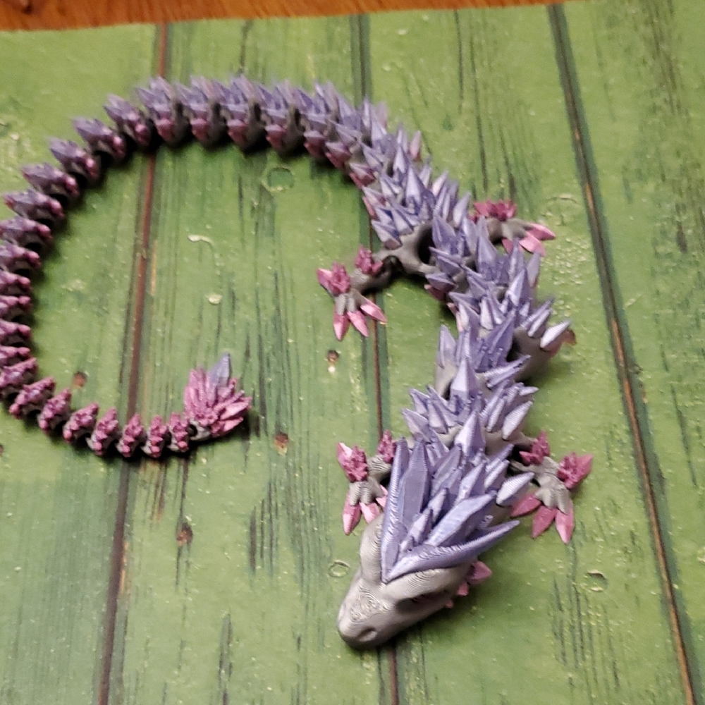 18" Crystal Articulated Flexi Spiked Dragon Reptile in Purple and Pink